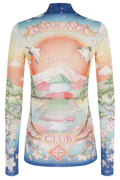 Casablanca "tennis Club" Mesh Top In Multi