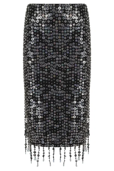 Pinko Whisper Beaded High-waisted Sequin Skirt In Black