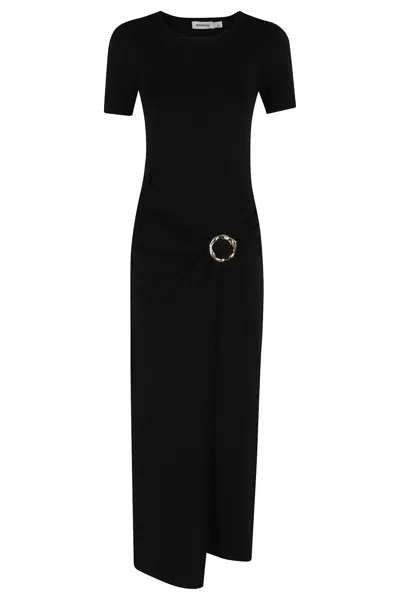 Simkhai Women's Short Sleeve Soren Knit Midi Dress In Black In Black