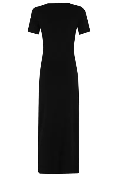 Simkhai Women's Short Sleeve Soren Knit Midi Dress In Black In Black