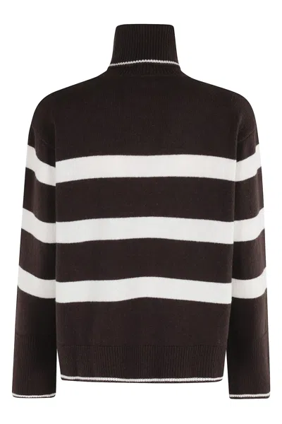 Seventy Striped Oversized Cyclist Sweater With High Collar In Brown