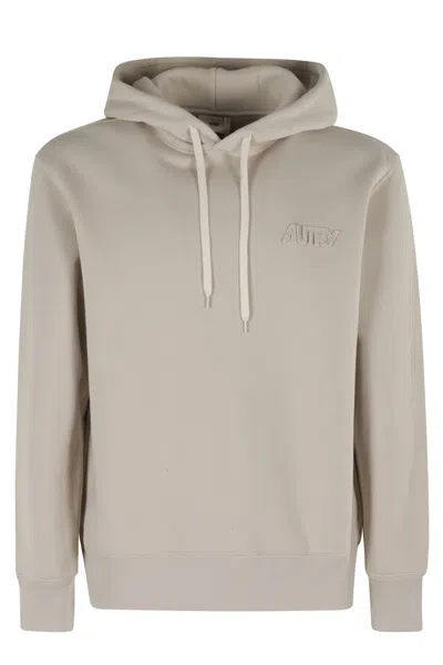 Autry Drawstring Hooded Sweatshirt With Subtle Logo In Neutral