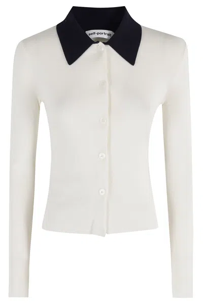 Self-portrait Self Portrait 'cream Merino Wool' Cardigan In Neutral