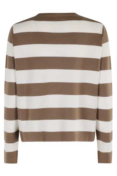 Max Mara Viterbo Wool Crewneck Sweater In Brown