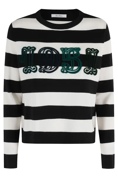 Max Mara Viterbo Wool Crewneck Sweater In Black