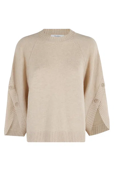 Max Mara Crossover Detail Oversized Wool And Cashmere Sweater In Brown