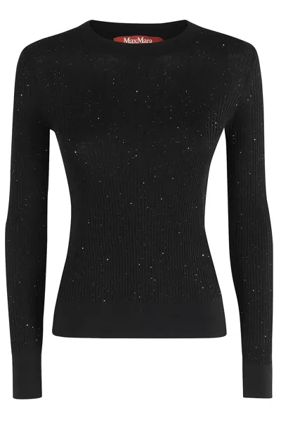 Max Mara Wool And Silk Sweater With Sequins In Black