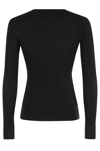Max Mara Wool And Silk Sweater With Sequins In Black