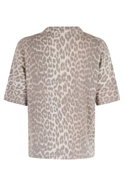 Ganni Leopard Wool T-shirt In Pattern