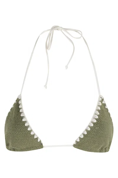 Mc2 Saint Barth Full Adjustable Triangle Bikini Top In Green