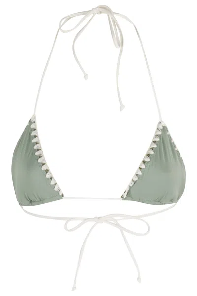 Mc2 Saint Barth Full Adjustable Triangle Bikini Top In Green