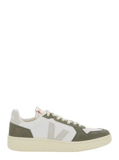 Veja V-82 Green Low Top Sneakers With Logo Patch On Tongue And Side And Logo Lettering On The Heel In Lea In Green