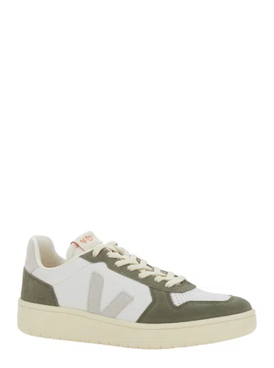Veja V-82 Green Low Top Sneakers With Logo Patch On Tongue And Side And Logo Lettering On The Heel In Lea In Green