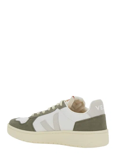 Veja V-82 Green Low Top Sneakers With Logo Patch On Tongue And Side And Logo Lettering On The Heel In Lea In Green