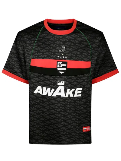 Awake Ny Crest-patterned Jersey T-shirt In Black