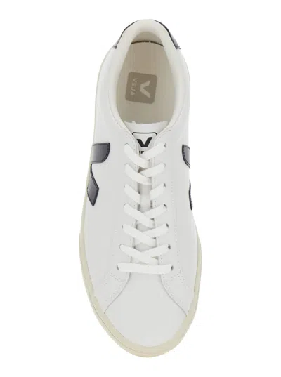 Veja Esplar White Low Top Sneakers With Contrasting Heel With Logo Lettering And Logo Patch On The Side I In White
