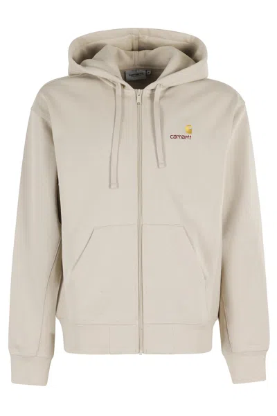 Carhartt Hooded Script Cotton Sweatshirt Pockets In White