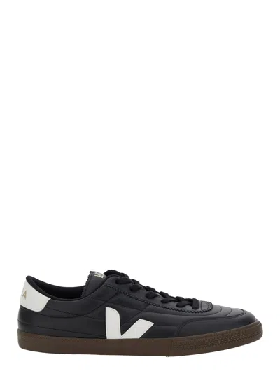 Veja Leather Sneakers In Black And White In Black