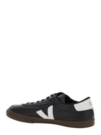Veja Leather Sneakers In Black And White In Black
