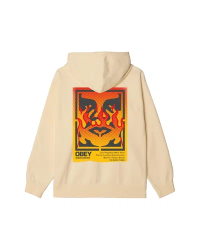 Obey Icon Stencil Flame Fleece In Neutral