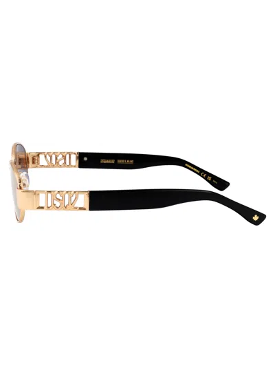 Dsquared2 Rose Gold Metal Sunglasses In Gold