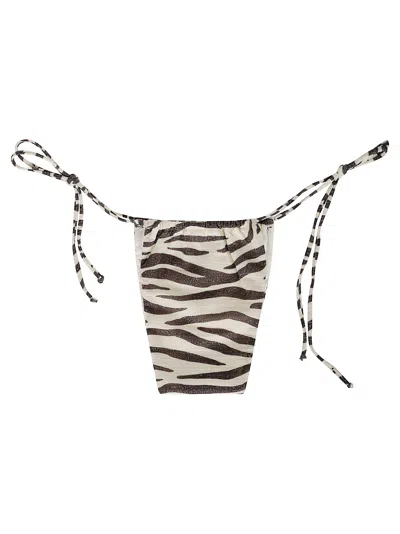 Mc2 Saint Barth Zebra-print Tie-side Bikini Briefs In Neutral