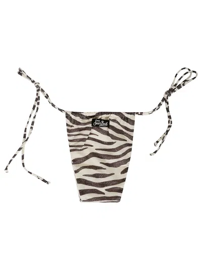 Mc2 Saint Barth Zebra-print Tie-side Bikini Briefs In Neutral