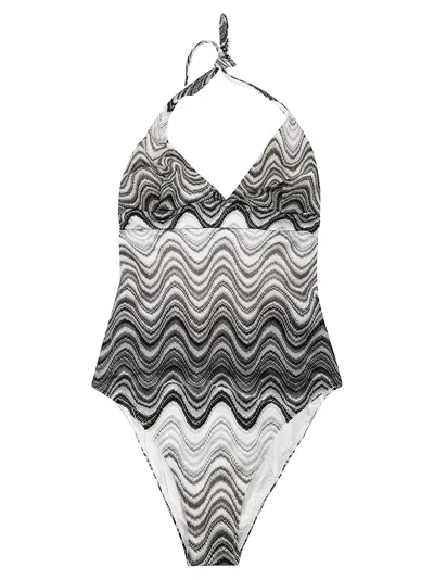 Mc2 Saint Barth Marilyn Wave-pattern Halter Swimsuit In Multi