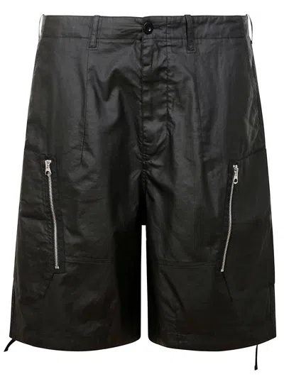 Ten C Zip-pocket Linen Shorts In Black