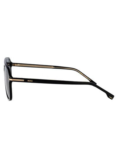 Hugo Boss Boss Green Horn Acetate Sunglasses In Black