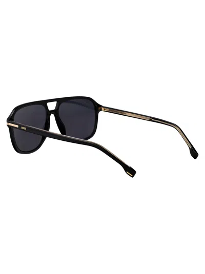 Hugo Boss Boss Green Horn Acetate Sunglasses In Black