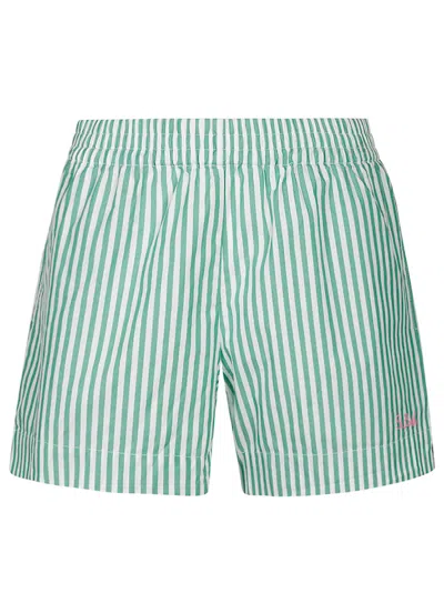 Mc2 Saint Barth Striped Shorts In Green