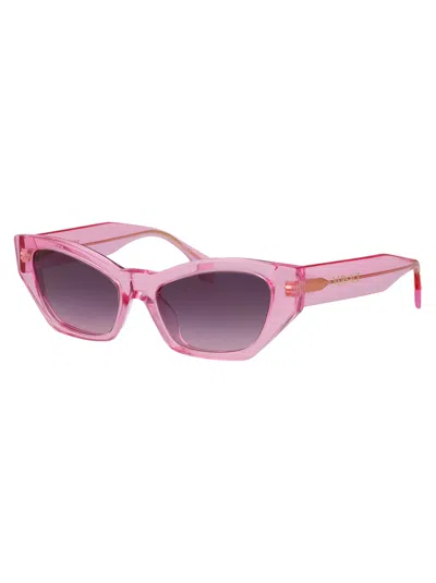 Versace Transparent Pink Acetate Sunglasses In Pink