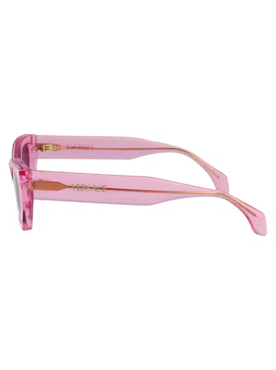 Versace Transparent Pink Acetate Sunglasses In Pink