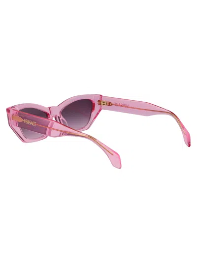 Versace Transparent Pink Acetate Sunglasses In Pink