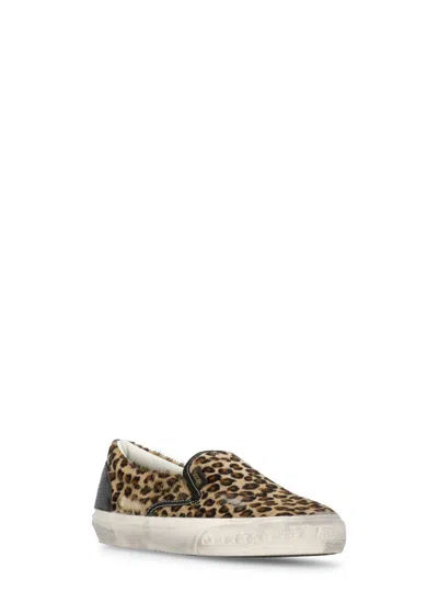 Golden Goose Brown Low Top Sneakers With Embossed Logo On The Heel And All-over Leopard Motif In Leather Woman In Brown