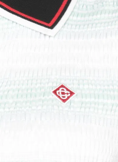 Casablanca Striped Polo Collar Knitwear In White