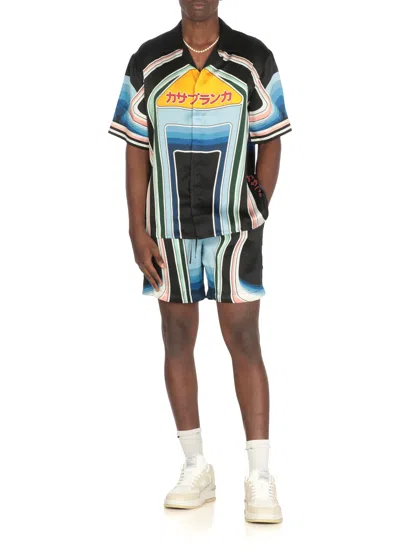 Casablanca Graphic Mountain Shorts In Black