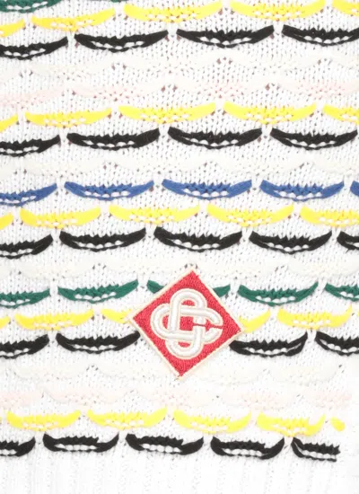 Casablanca Wool Skirt With Ribbed Hem And Side Vents In White