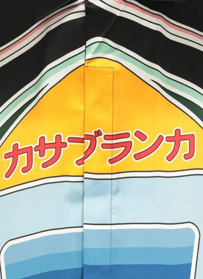 Casablanca Mountain Graphic Silk Shirt With Elastic Waistband In Black