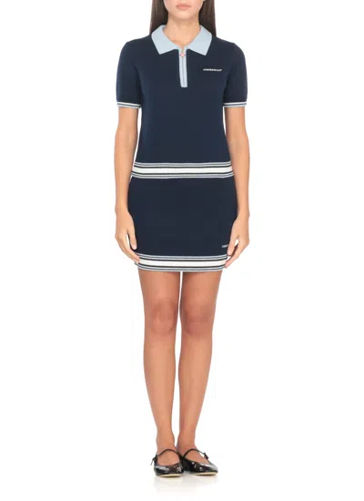 Casablanca Merino Wool Polo Shirt In Blue