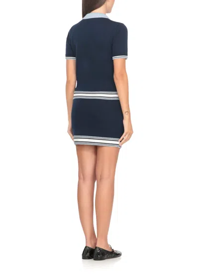 Casablanca Merino Wool Polo Shirt In Blue