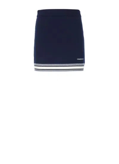 Casablanca Wool Skirt With Stripe Detail And Elastic Waist In Blue