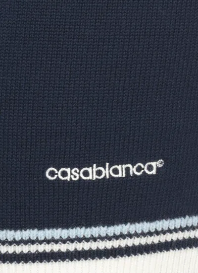 Casablanca Wool Skirt With Stripe Detail And Elastic Waist In Blue