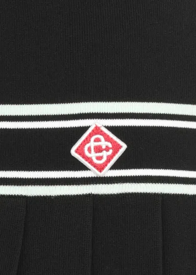 Casablanca Stripe Pleated Skirt In Black