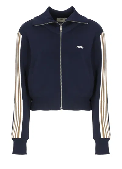 Autry High Neck Zip-up Sweatshirt In Blue