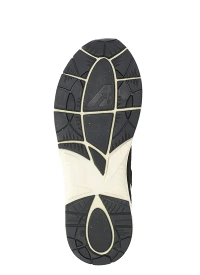 Autry Black Suede And Mesh Sneakers With Cream Cushioned Sole In Black