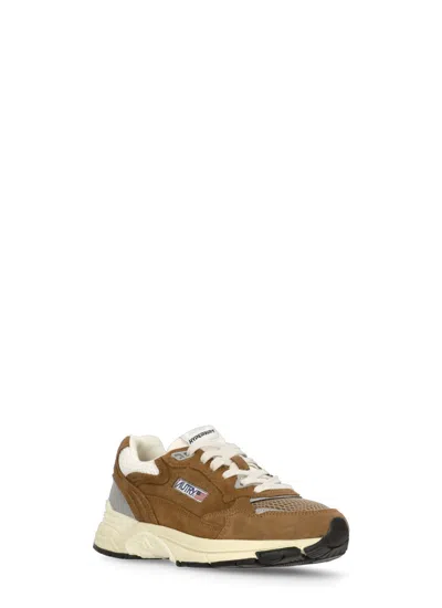 Autry Hyperway Sneakers In Cigar And Silver Mesh And Suede In Multi