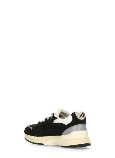 Autry Leather And Fabric Sneakers In Black