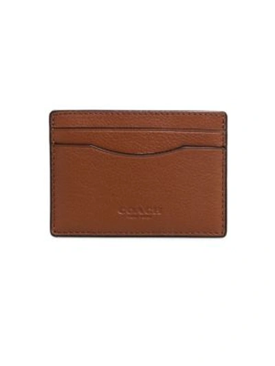 Shop Coach Midnight Calf Leather Card Case In Dark Saddle